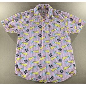 Eldon 90's Button Up Short Sleeve Shirt, Retro Saved By The Bell Style Men's Med